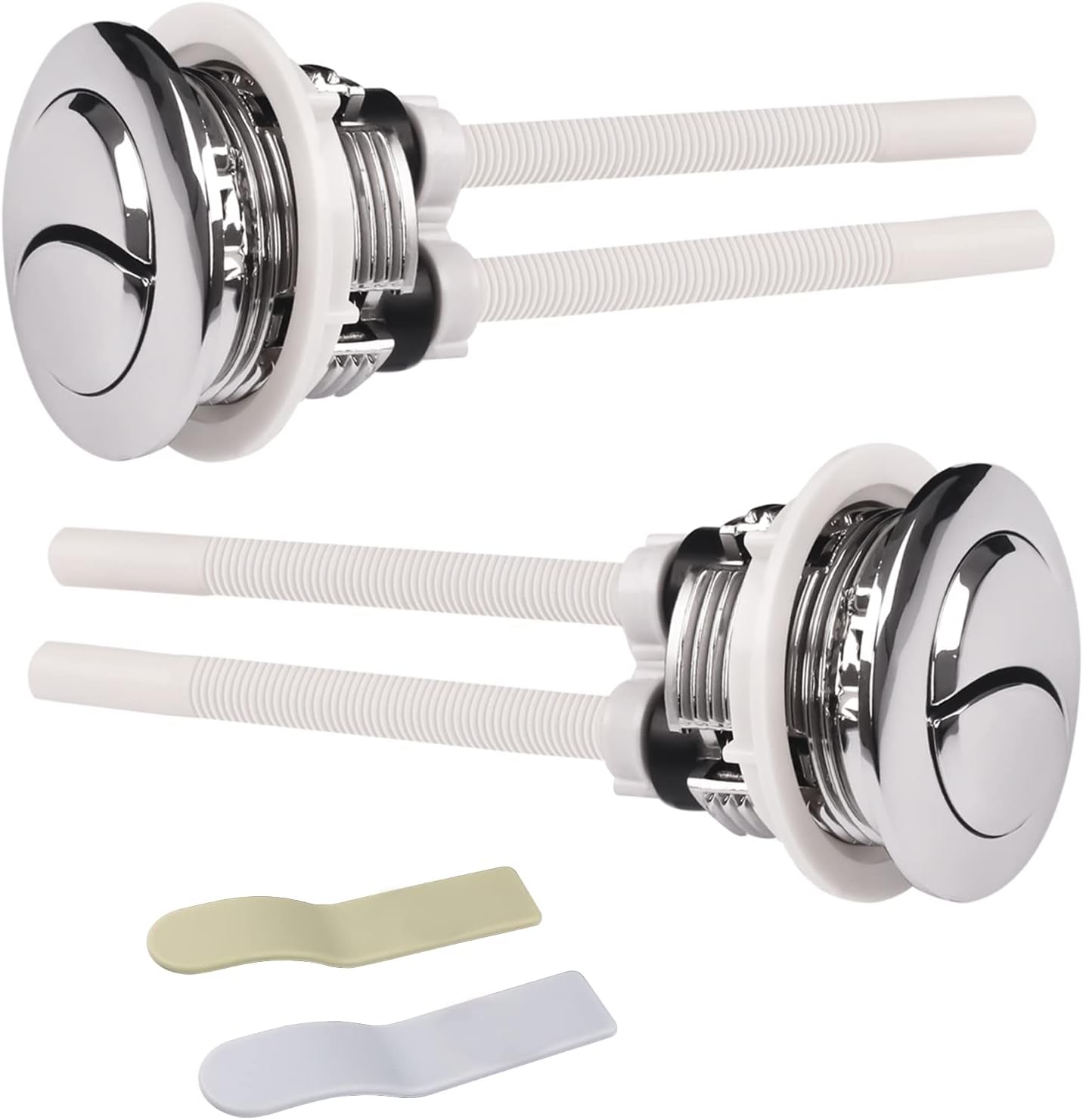 Toilet Flush Button, 2 Pack Toilet Flush Button Replacement, 38mm Dual Flush Toilet Push Button, Push Button Toilet Flush for Bathroom Toilet Repair(with 2 Toilet Lid Lifters)