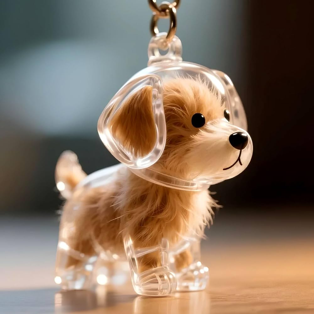 Pet Hair Collector Keychain - Transparent Dog Shape Memorial Storage For Cat & Dog Fur Keepsake