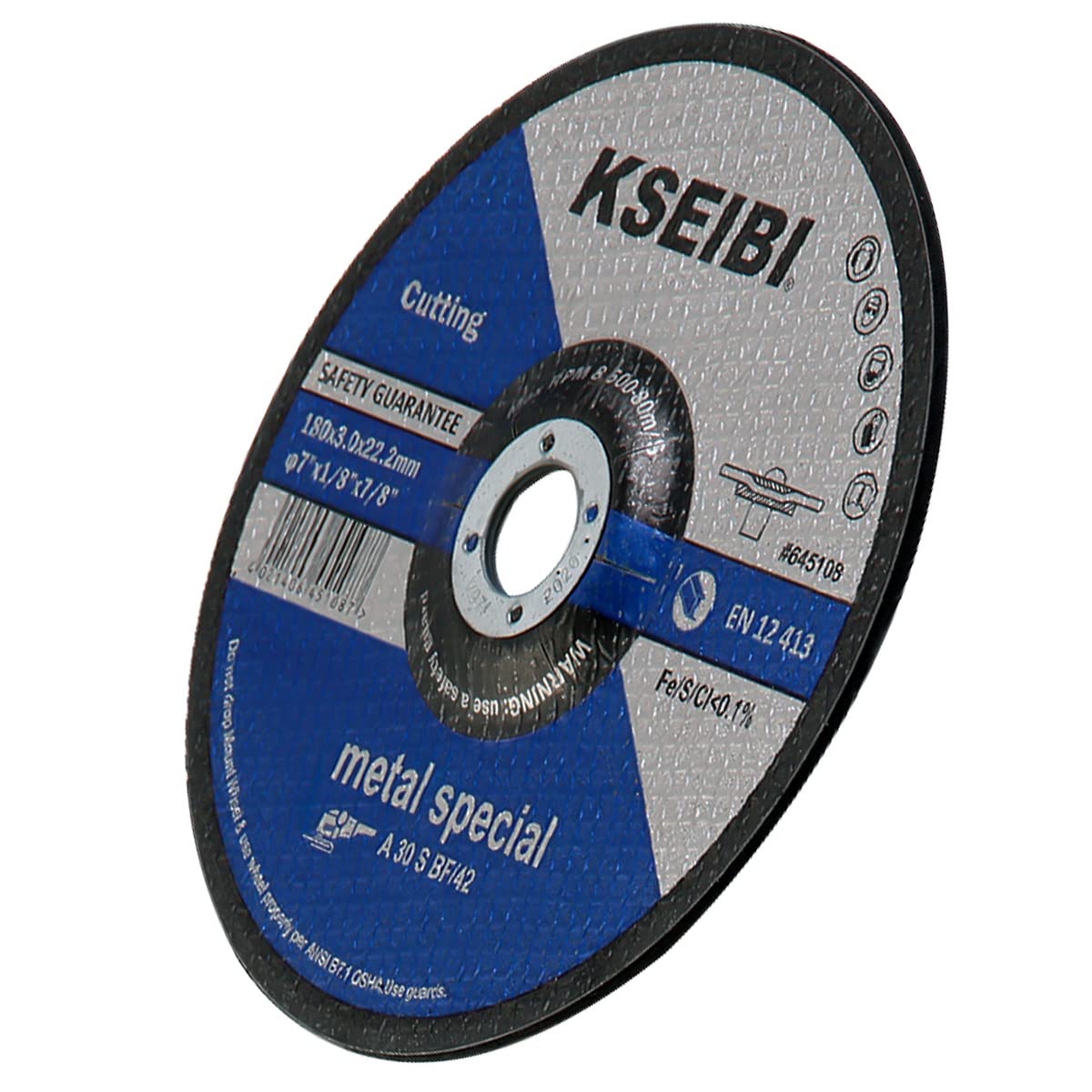 KSEIBI 645108 Rueda de corte y molienda de metal de 7 pulgadas por 1/8 pulgadas, disco deprimido de corte central recortado, 7/8 pulgadas, paquete de 10