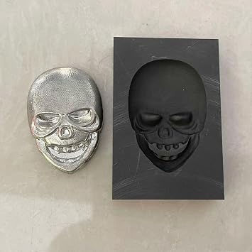 Skull Graphite Ingot Mold, 3D High Density Casting Mould, Melting Casting Refining Skeleton Model for Gold, Silver, Copper, Aluminum, and Brass, Heat Resistant Up to 2000 Degrees