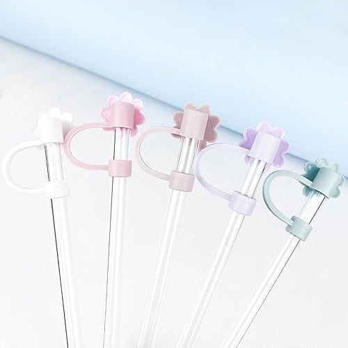 Miniatura 8 de 5 tapas de silicona para popote y 2 accesorios de dije de letra A, cadenas con letra inicial A para vaso Stanley 20, 30, 40 onzas con asa