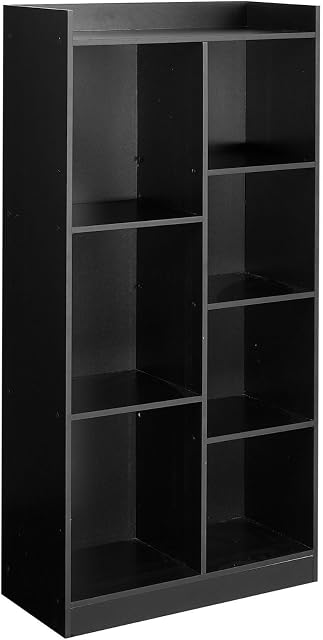 URBNLIVING Tall Wooden 7 Compartment Cube Bookcase Storage Unit for Office Living Room, Bedroom Shelving