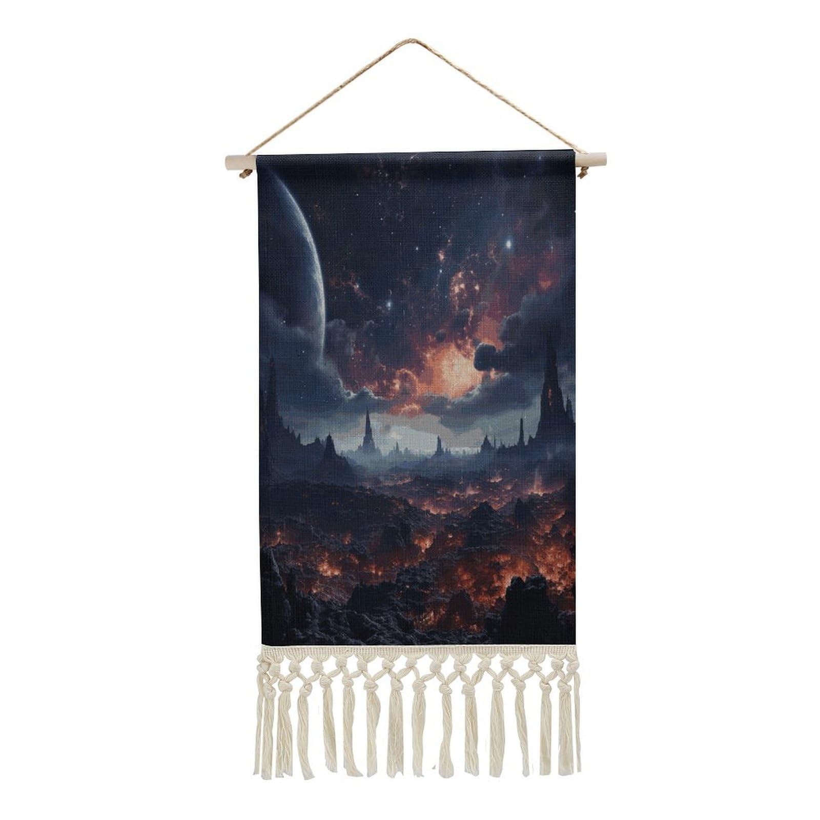 Adfgyerh Style Space Stars Tapestry With Tassels Cotton And Linen Hanging Posters, Wall Art For Travel Gift, Wall Tapestry For Office Home Decor Bedroom Living Room Decor