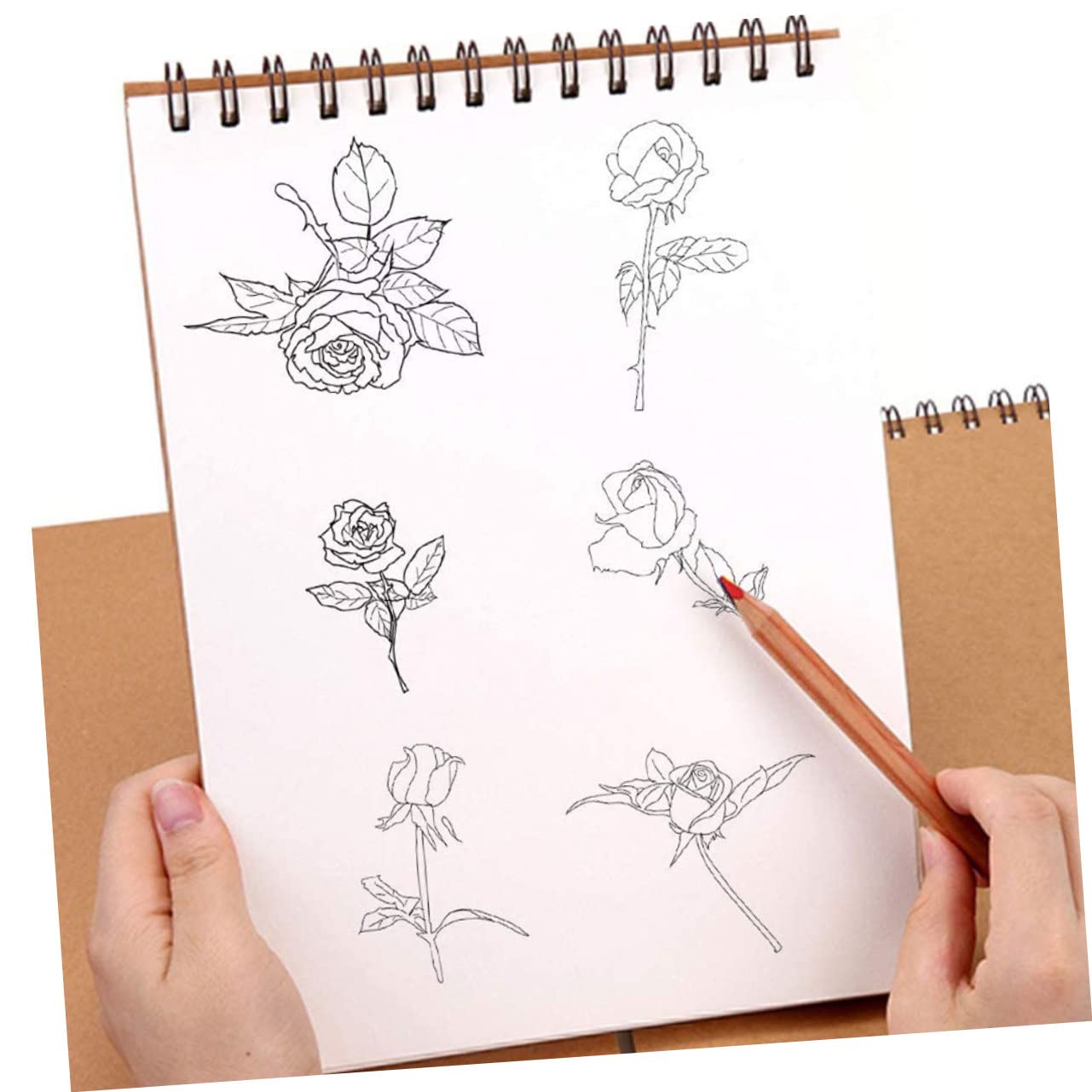 Cahier à Spirale A4 Marron 2 Pièces, Carnet de Croquis