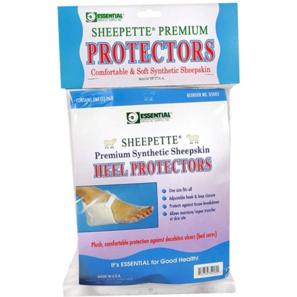 Essential Medical Supply Sheepette Premium Synthetic Sheepskin Heel Protectors 1 Pair (Pack of 4)