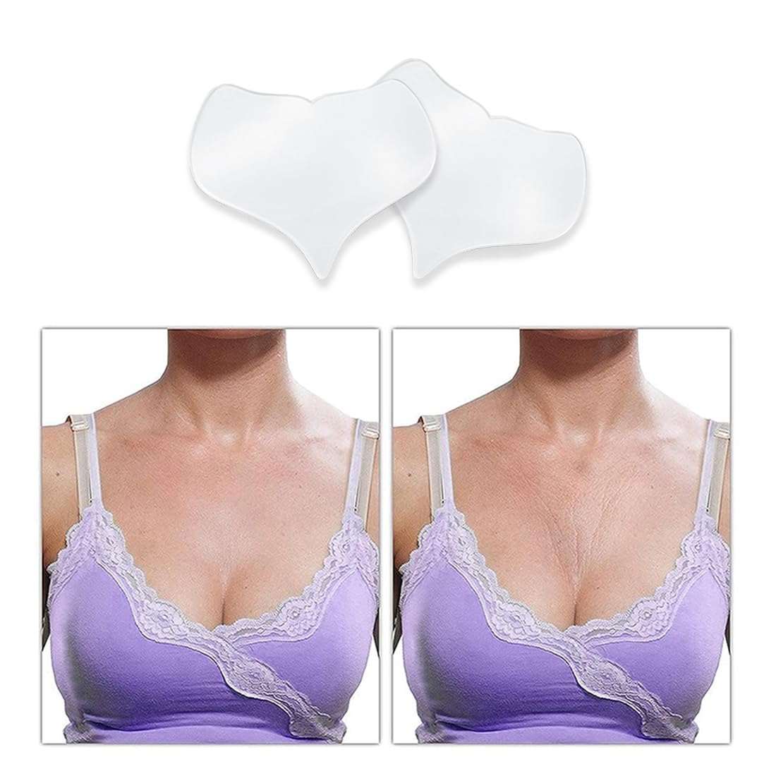 1 Pezzi Petto Antirughe Pads, Pad Antirughe Petto, Patch Rughe Petto a Forma di Cuore, Imbottitura Toracica in Silicone, Riutilizzabile Cuscinetti Antirughe Sul Petto, Patch per Scollatura Notturna