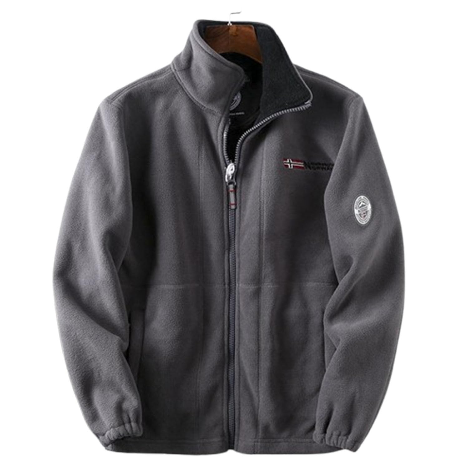 Veste à Capuche Unisexe Double Couche, Veste Sherpa Ultra Chaude à 360 Degrés, Veste Polaire Pour Homme Automne Hiver Fermeture éclair Intégrale (bleu Marine, Taille XS