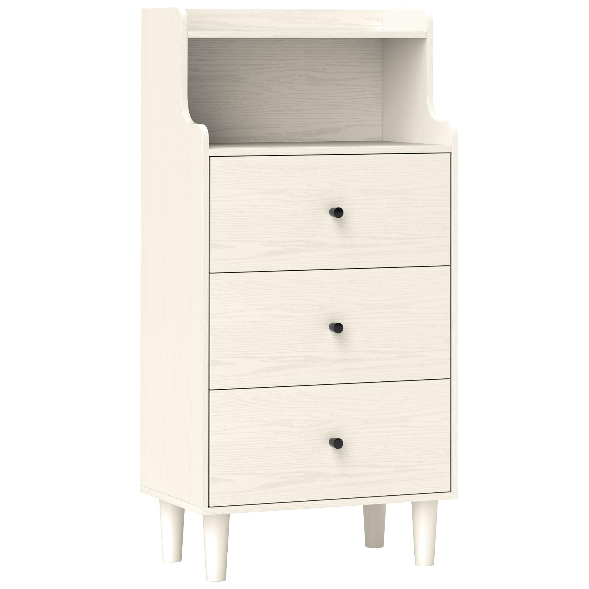 HOMCOM Cómoda con 3 Cajones Dormitorio Estrecha 47x29x95 cm Blanco Veteado
