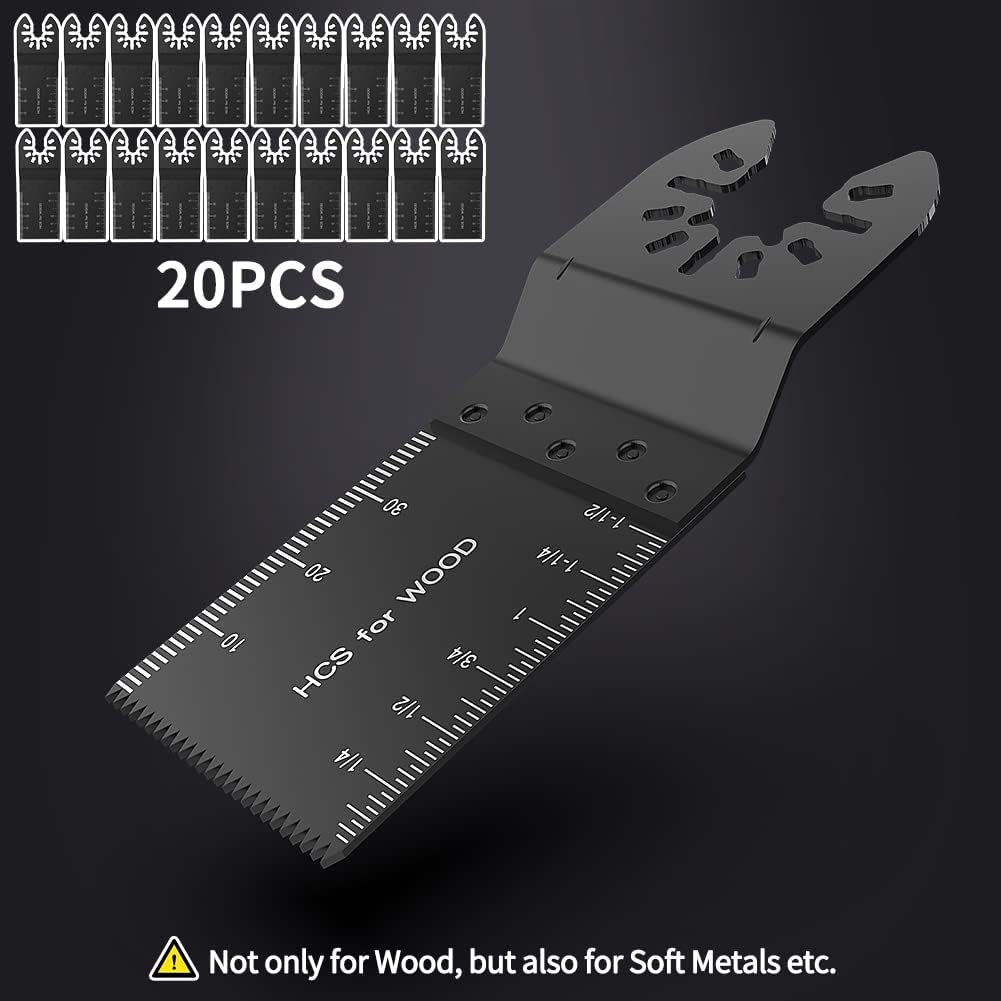 Nuyikaso 20 Pcs 40mm Multi Tool Blades Wood Oscillating Saw Blades Multitool Accessories Kit Universal Cutter Quick Release Compatible with Fein Multimaster Makita DeWalt Bosch Dremel - Image 5