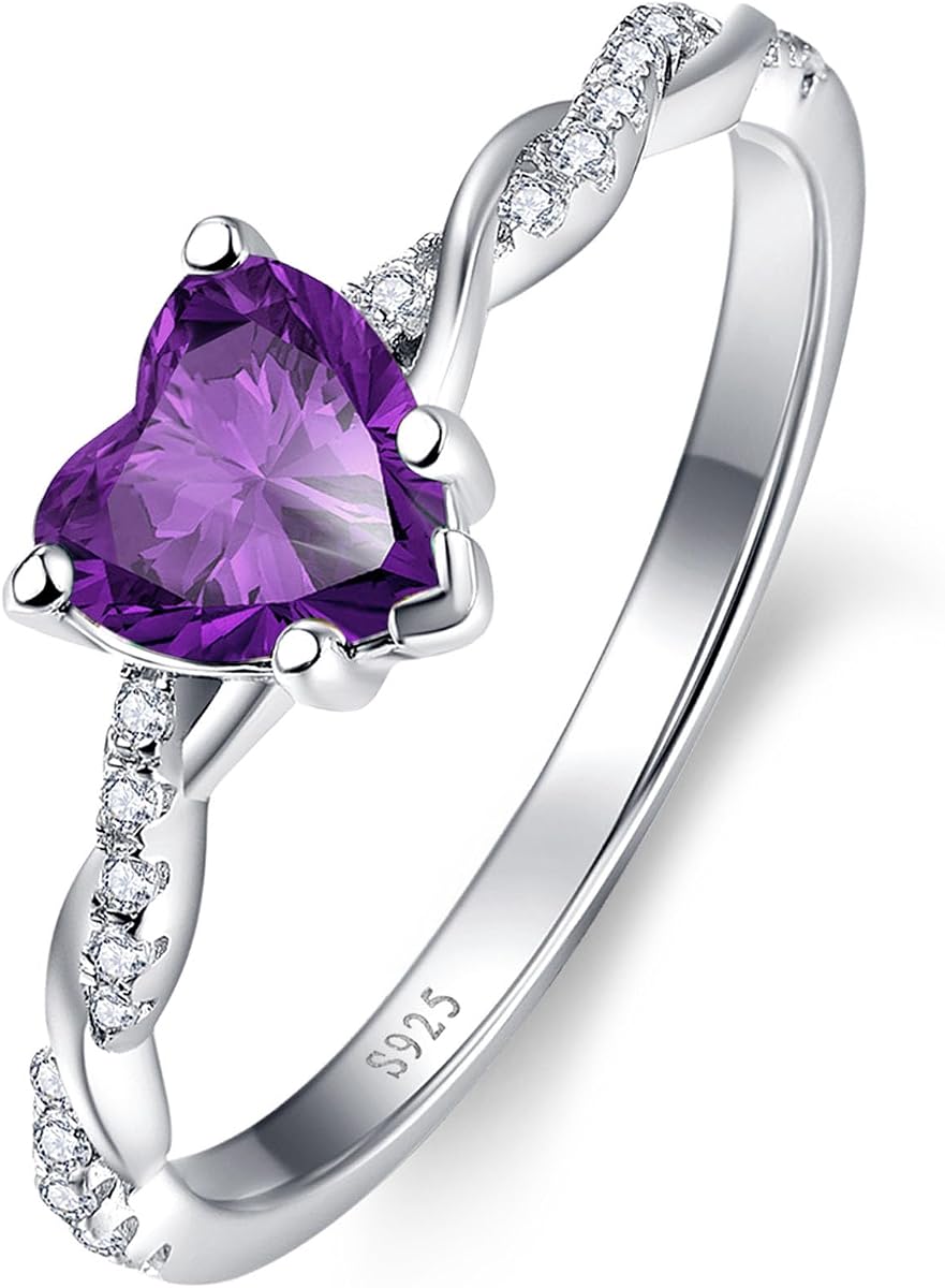 Yaresul 1.25ct Women Heart Promise Ring 925 Sterling Silver Rings