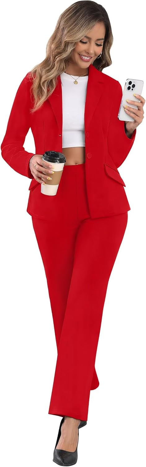 Women's Business 2 Piece Blazer Sets Casual Long Sleeve Open Front Blazer Jackets and Pencil Pant Suits - Image 7