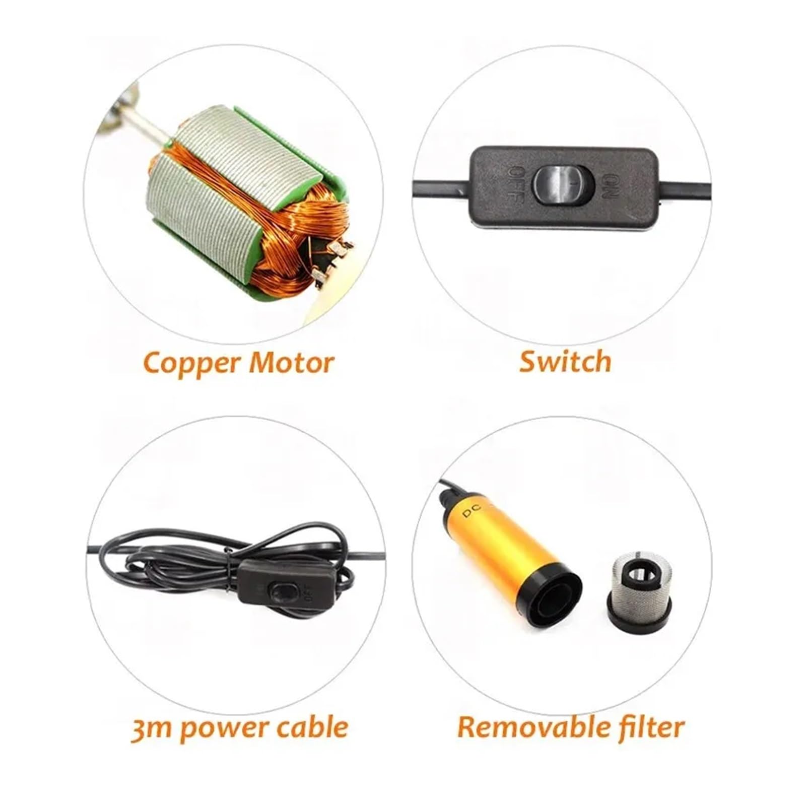 Regulowana mała pompa zanurzeniowa DC12V obudowa ze stopu aluminium, elektryczna pompa do transferu paliwa olejowego, 12 l/min (12 V, 38 mm)