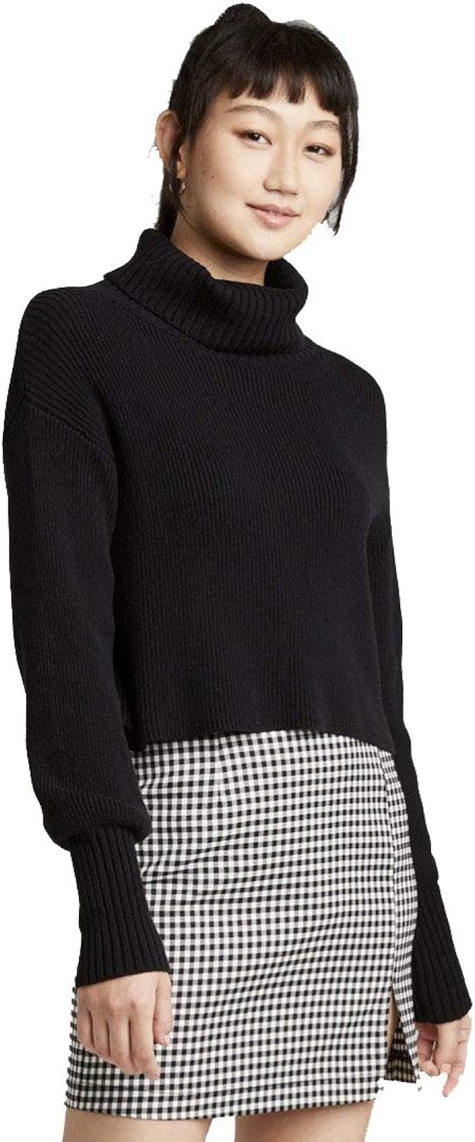 Turtleneck Cropped Pullover Sweater 