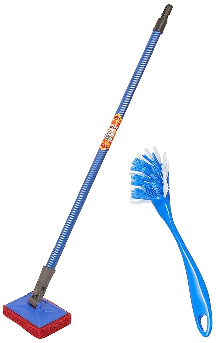 Gala - 151810 Scrubber with Long Handle (Multicolour)+Gala Shergrip Sink Brush, Multicolor, 1 Piece (132801)