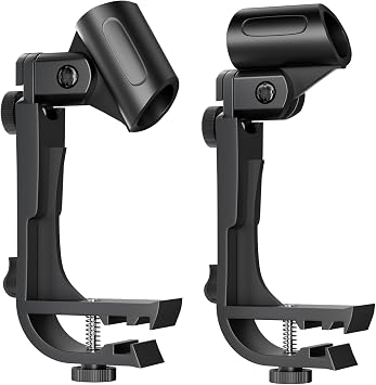 2 Pack Drum Microphone Clip, Adjustable Drum Rim Mic Clips, Drum Microphone Mount Clamp
