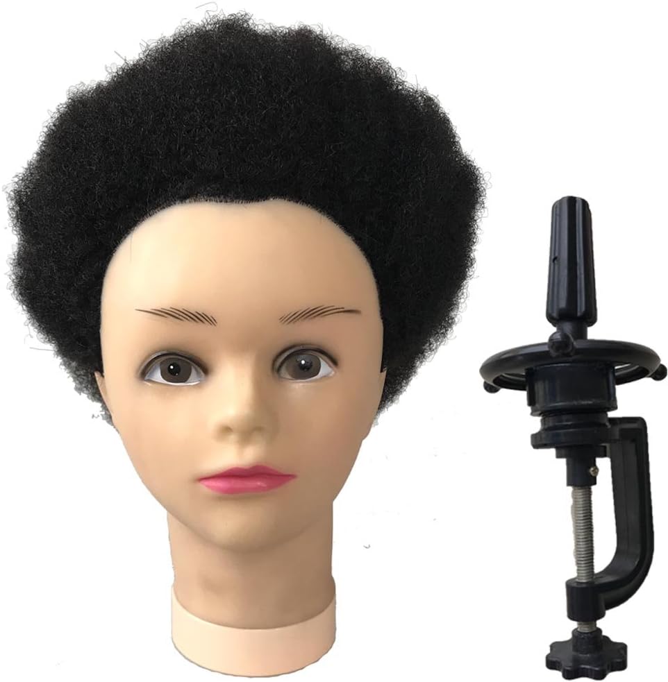 YONNA 100% Human hair Training Head Hairdressing Tight Afro Kinky Curly Practice Gloria Human Hair Mannequin