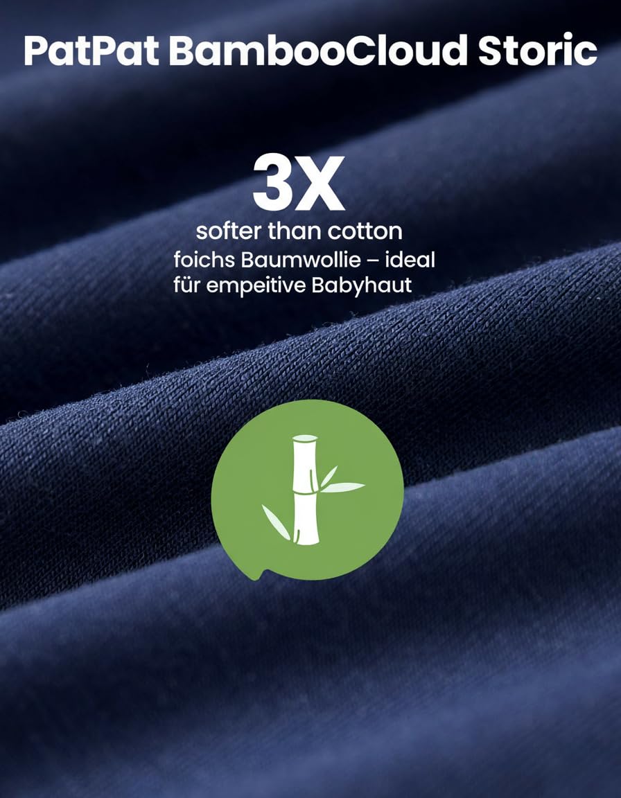 PatPat Lot de 3 barboteuses pour bébé garçon de 0 à 24 mois Ensemble pyjama en viscose de bambou avec chauffe-pieds Vert olive Gris ou Bleu marine Blanc Gris foncé