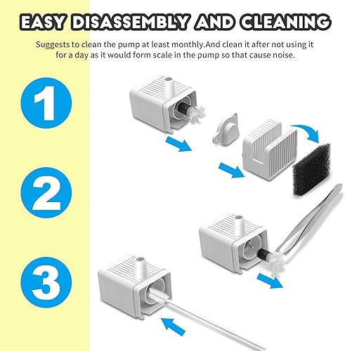 Miniatura 3 de Bomba de fuente de agua para gatos, bomba de repuesto ultra silenciosa de larga vida útil para Bestcosy 3.2L dispensador de bebidas para mascotas