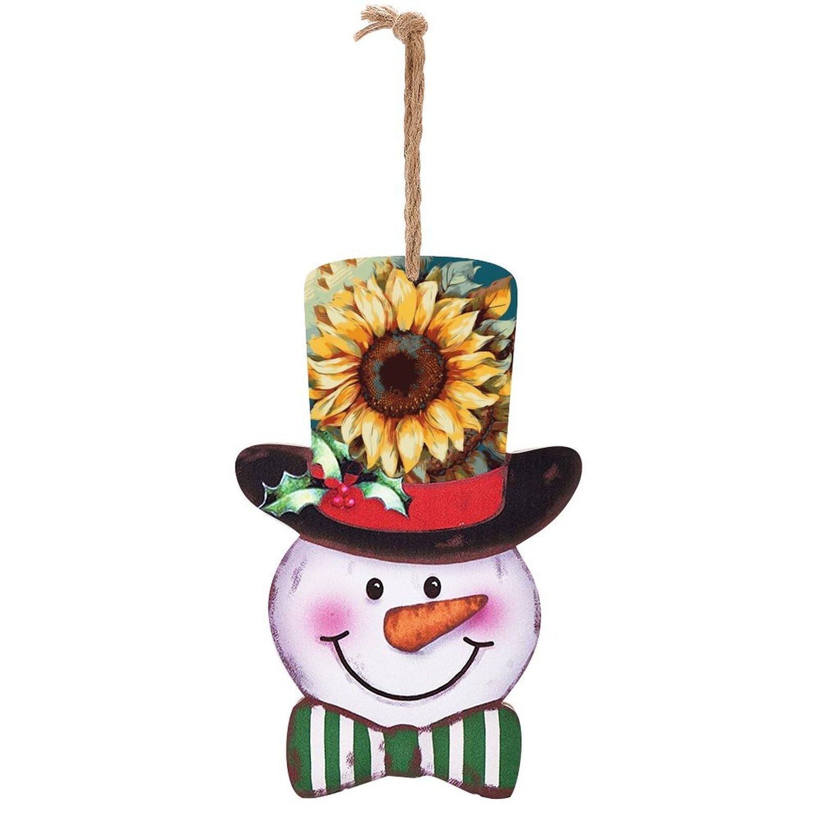 Color Painting Sunflower Snowman Decor Christmas Snowmans Hanging Decors Wooden Exquisite Holiday Decoration Sign for Home Window Wall Farmhouse Indoor Outdoo