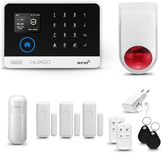 HXA003 Funk Alarmanlage Set WiFi + GSM mit Alarmsirene | Alarm System mit Bewegungsmelder, 3X Fensteralarm/Türsensoren | Alarmanlage fürs Haus, Wohnung, Wohnmobil | Smart Home
