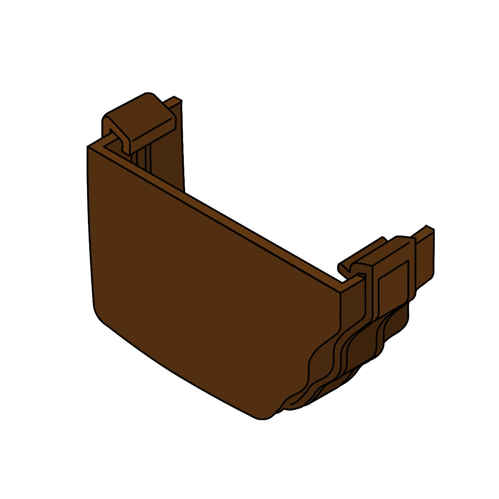 Brown Left Stopend for Marley Classic Ogee Gutter of Ultraframe Classic Conservatory Roof Guttering