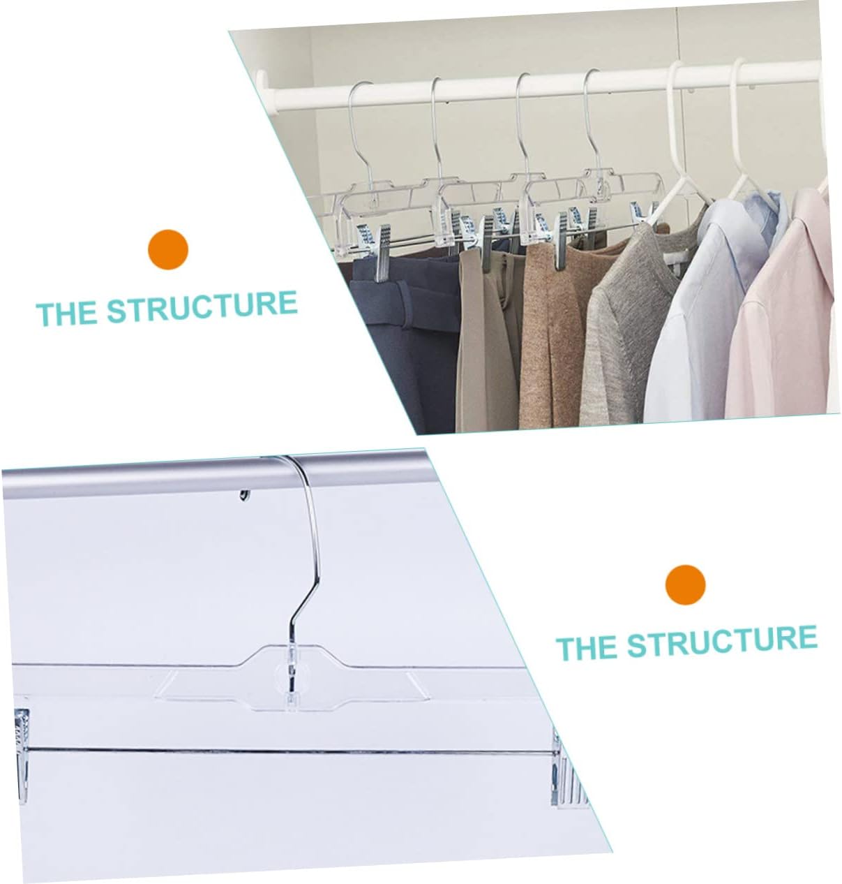 LABRIMP 10pcs Telescopic Trouser Rack Non Slip Pants Hangers Skirt Clips Portable Garment Rack for Wedding Dresses Formal Dresses Suits