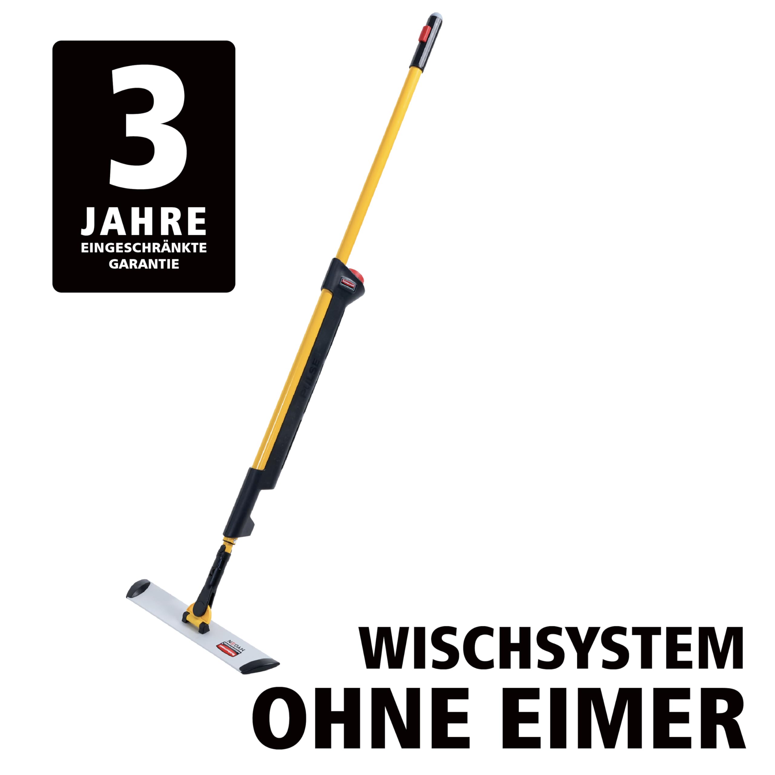 Rubbermaid Commercial Products Hygen Pulse Mikrofaser Mopp Set – 2 Moppköpfe | Bodenwischer mit Sprühfunktion | Gelb
