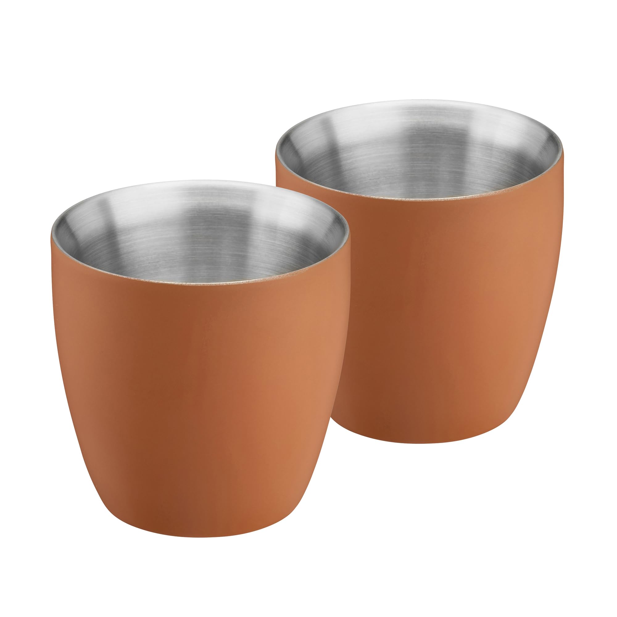 Cooks Professional Set of 2 Stainless Steel Espresso Coffee Cups | Double Wall Insulated Mini Drinking Mug | Dishwasher Safe & Stain, Odour & Rust Resistant | 90ml Capacity | Orange