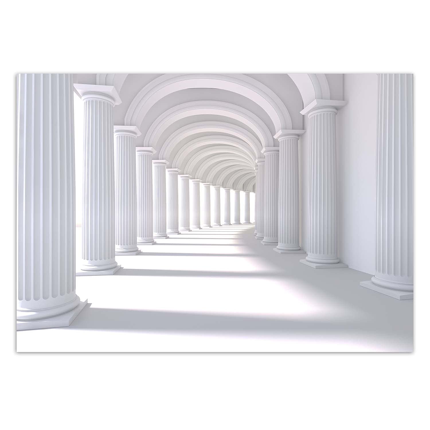 Feeby Carta Da Parati Effetto 3D Illusione 3D Tunnel 350x245 cm bianco Fotomurale Tessuto Non Tessuto Per Casa Ufficio Camera Da Letto Gabinetto Soggiorno Astratto Colonnato Portici