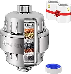 Snapklik.co : FEELSO Shower Head And 15 Stage Shower Filter, High Output Hard Water Softener