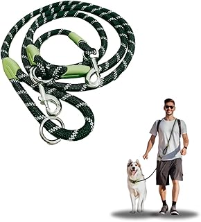 Dinowo Hands-Free Dog Leash, Crossbody, Waist Belt, Reflective, Ideal for Running, Jogging, Hiking, and Walking Your Pet, Fits Small to Large Dogs, Durable Nylon