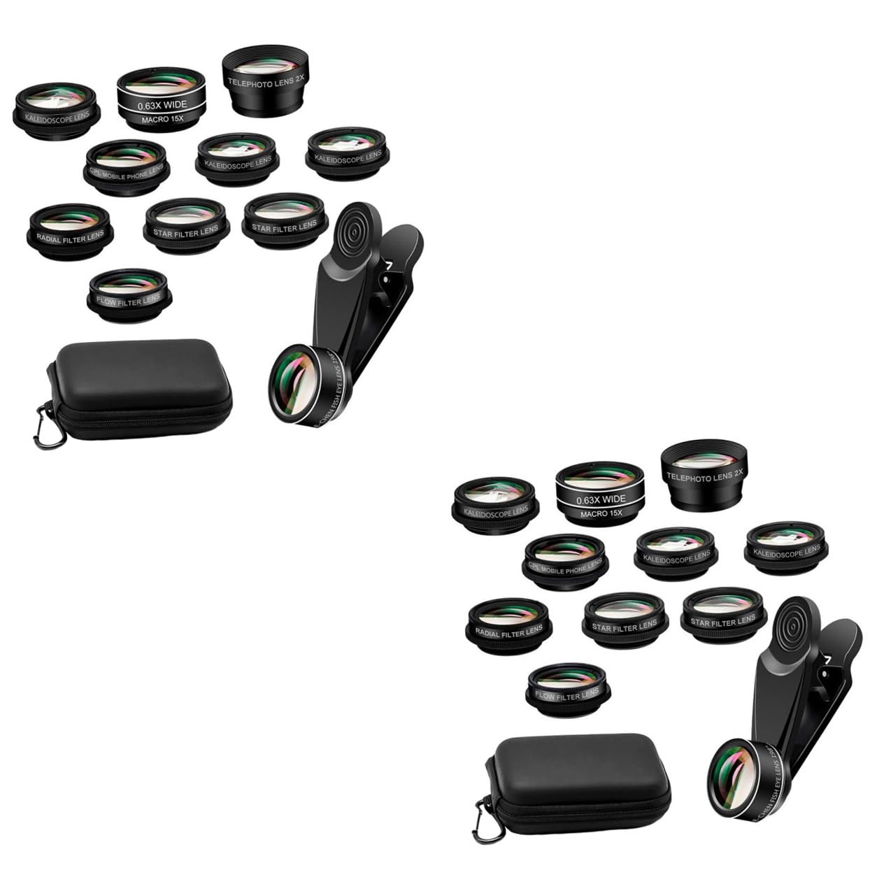 Mikikit 2sets Obiettivo Per Smartphone Lenti Grandangolari e Macro Per Fotografia Professionale Compatibile Con Tutti Cellulari Include Custodia e Clip Per Facilità Uso