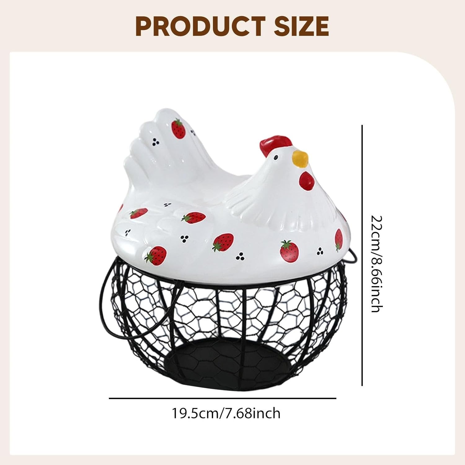 Generic Chicken Egg Basket Chicken Egg Holder Large Capacity Storage Container with Ceramic Lid for Pantry Vegetable, Style B