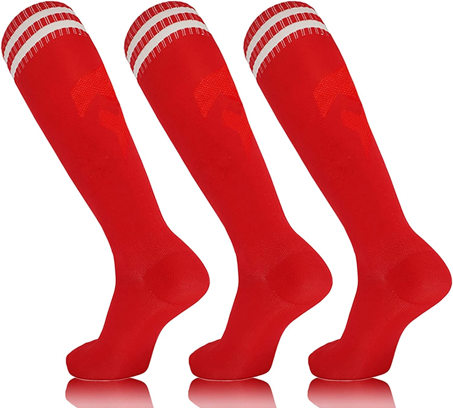 Kids Soccer Socks, SYOSI 3 Pairs Long Football Socks Knee High Athletic Socks School Team Dance Sports Socks for 5-12 Youth Boys & Girls