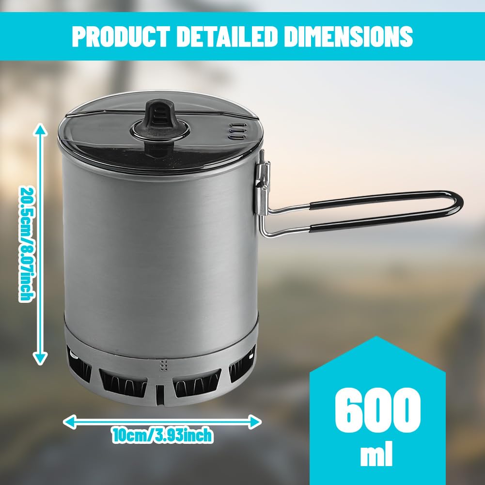 Petrel G3 600 ml garnek kempingowy, 162 g, aluminium, ultralekki garnek kempingowy ze składanym uchwytem, przenośny, do wędrówek, wspinaczki górskiej i gotowania na świeżym powietrzu
