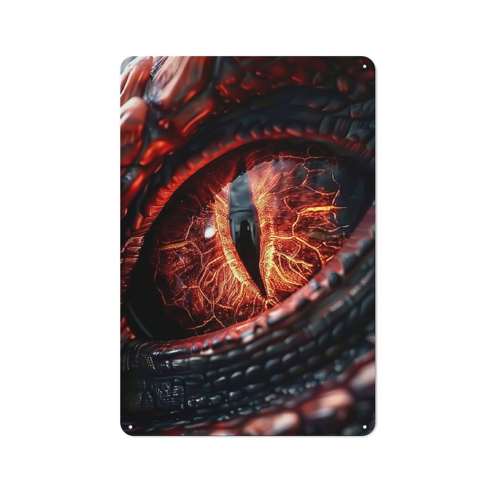 Junmoney Red Dragon Eye Garage Style Decorative Metal Plaque 30X20cm, Garage Wall Decor For Workshop, Basement, Shed Or Games Room