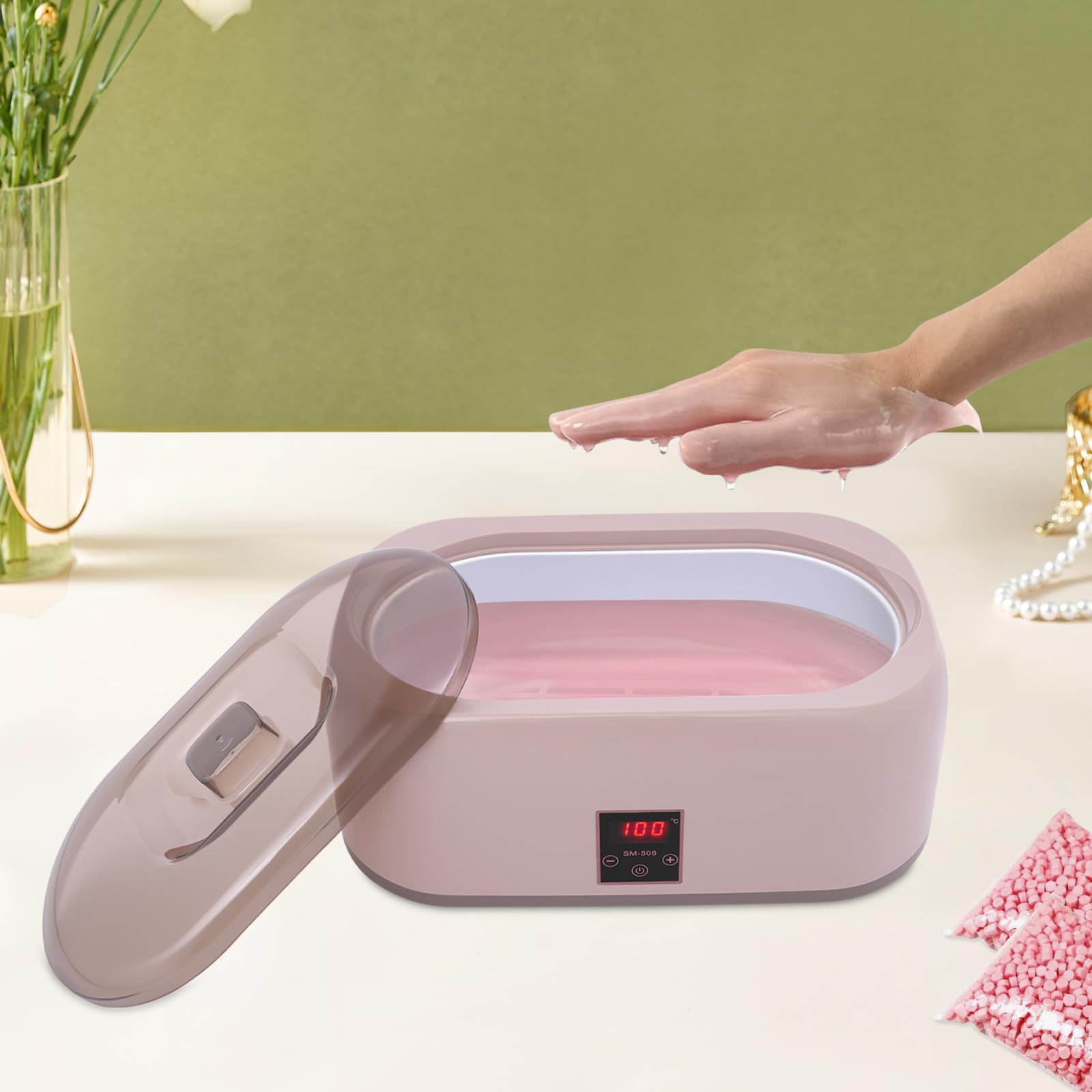 200 W, 4 l, bagno di paraffina per mani e piedi con vaso interno in alluminio, 0-100 °C, temperatura regolabile, macchina per paraffina con indicatore LED, macchina per il bagno di paraffina