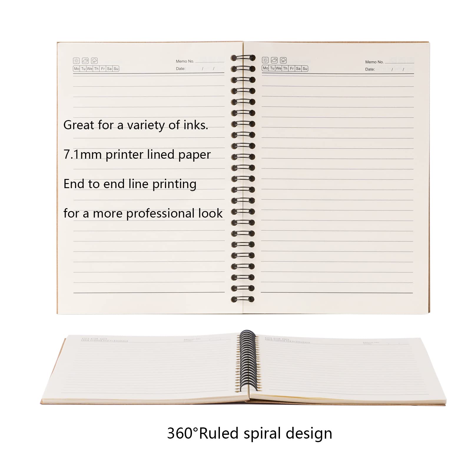 Paquete de 48 cuadernos en espiral A5 con rayas universitarias, cuadernos de papel kraft de tapa dura a granel cuadernos de escritura de viaje, bloc de notas para suministros escolares de oficina, 100