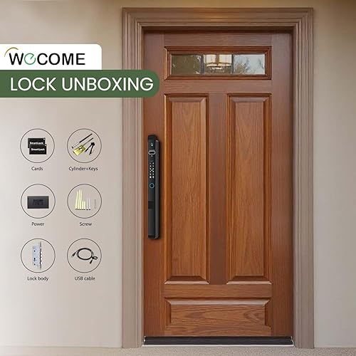 Miniatura 2 de wecome Cerradura de puerta inteligente con reconocimiento facial 3D, cerraduras de puerta WiFi con cámara, timbre de video, huellas dactilares,
