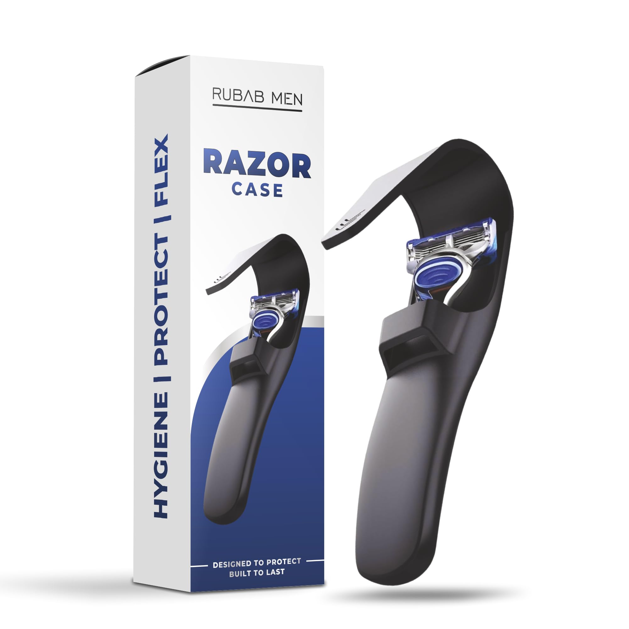 Silicone Soft Shaving Razor Case | Waterproof, Safe Secure Travel Protect Hygiene Cover | Fits Mach, Vector Series & All Standard Razors | Matte Black