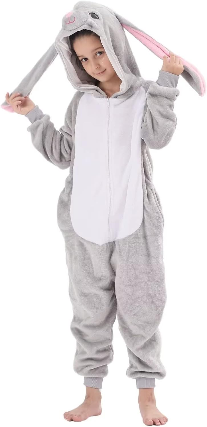 Kids Onesie Costume for Boys Girls Halloween Animal Cosplay One Piece Flannel Hooded - Image 5
