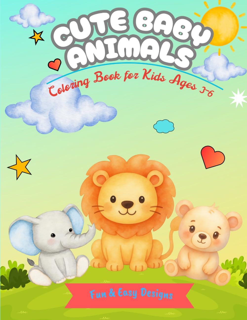 Cute Baby Animals: Coloring Book for Kids Ages 3–6