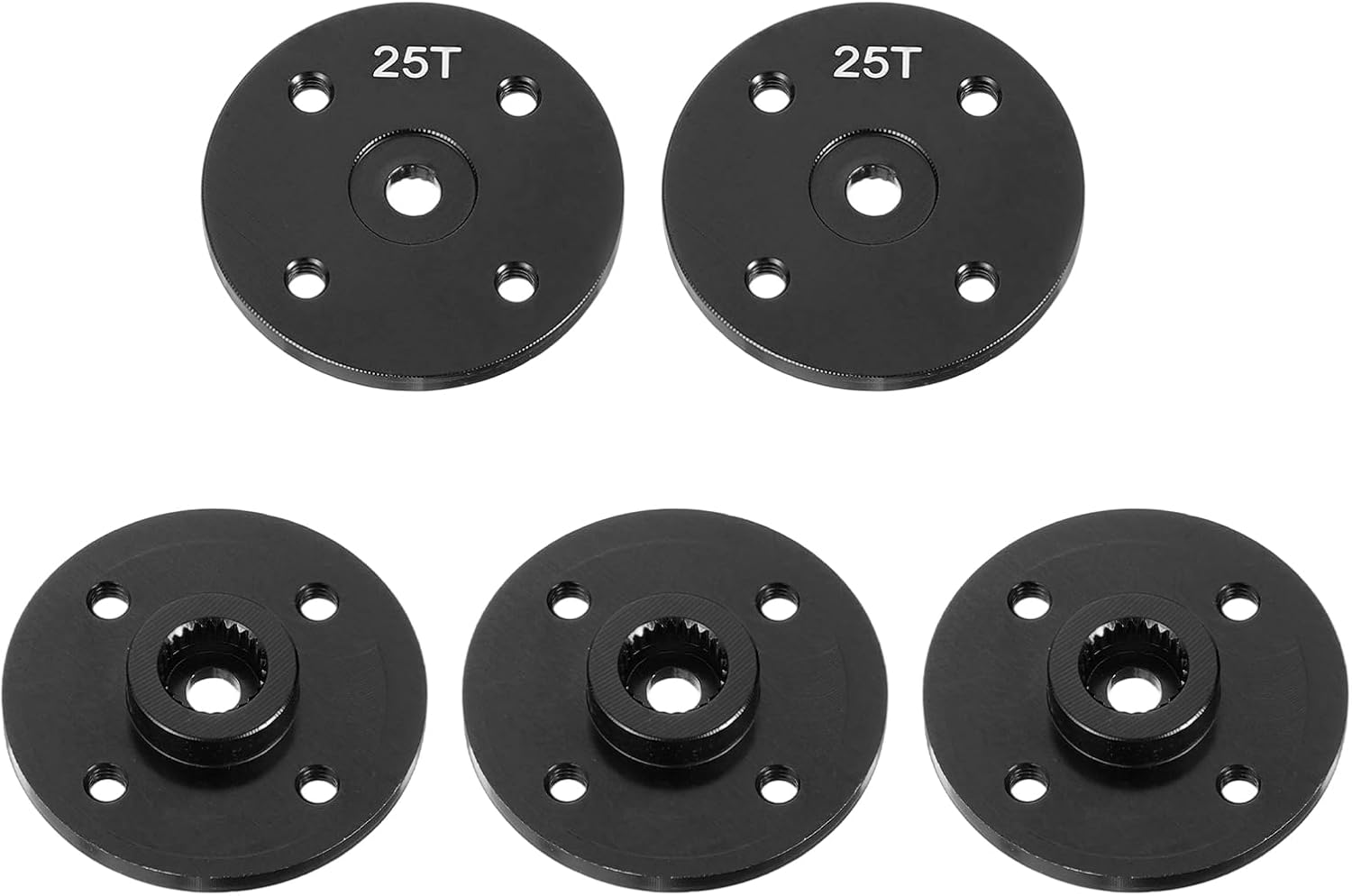 MECCANIXITY 25T Servo Horn Arm Round, 25T Round Type Servo Horn Robot Arm Metal Aluminum for RC Model Car Robot Boat Airplane Pack of 5(Black)