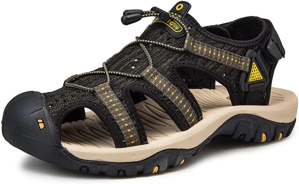 YMGSCC Men Sandals SummerBreathable Male Shoes Beach Sandals Man Fashion Outdoor Casual Shoes Big Size(D,6.5)
