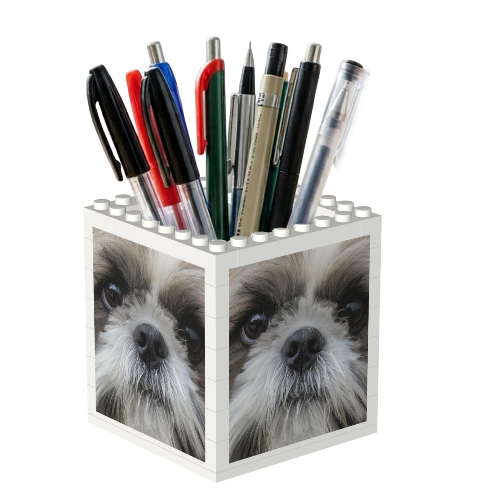 Poadnly Cute Shih Tzu, Pen Pot Pencil Holder for Office Home School, Compact Desk Organiser for Office Stationery