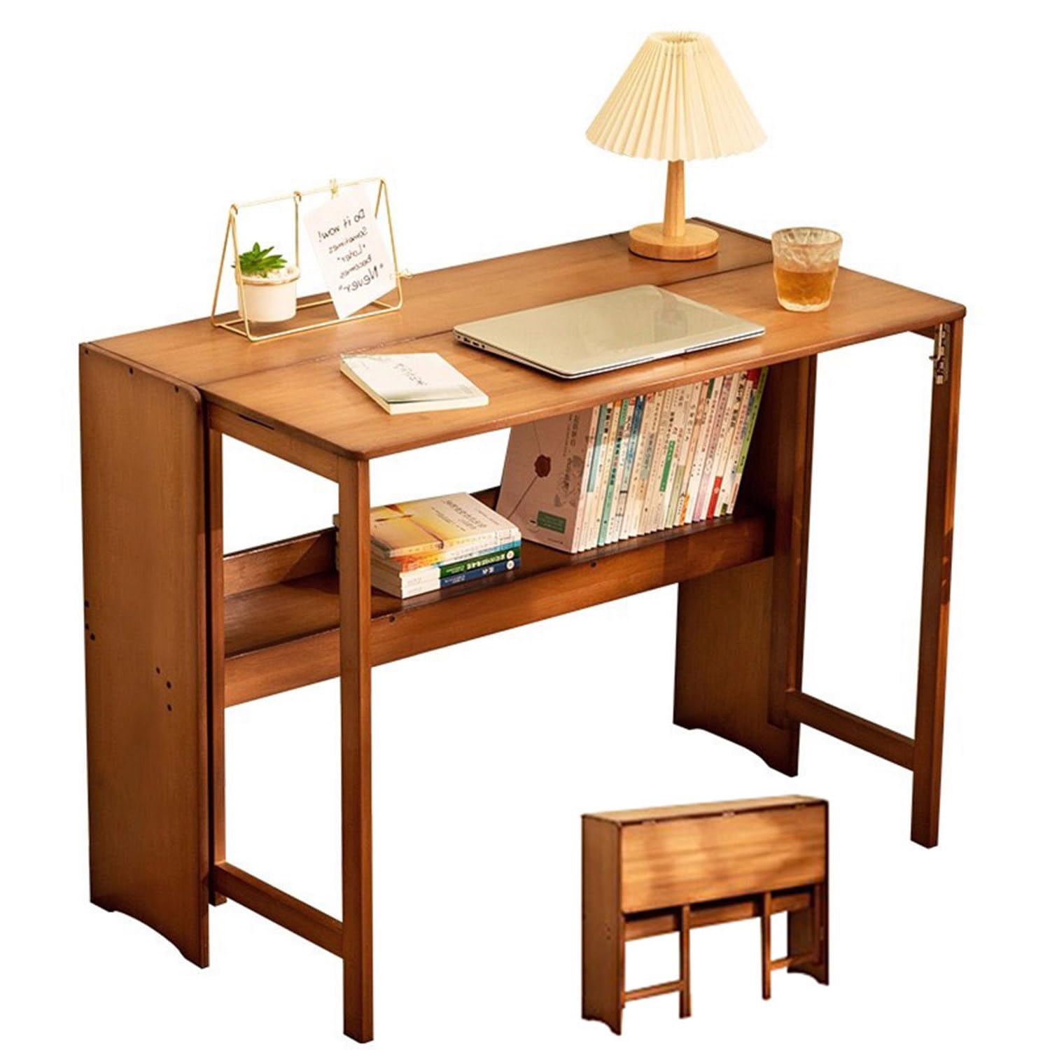 Bureau pliable en bambou haut de gamme table compacte marron élégante 83 cm