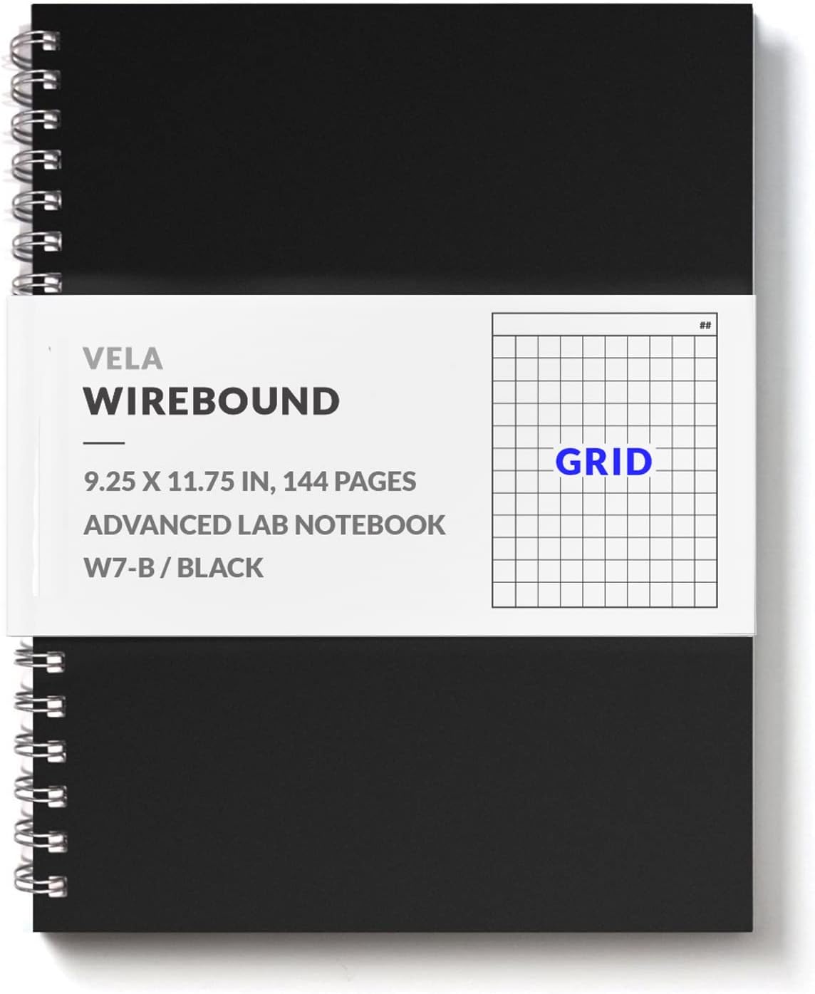 Vela Sciences W7B Expanded Wirebound Lab Notebook, 9.25 x