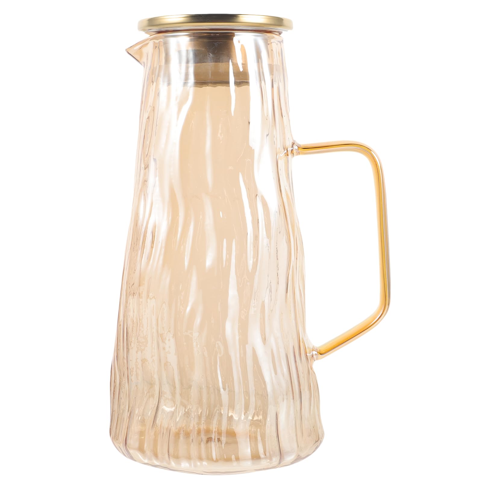 Jarra de Agua de Vidrio Grueso Resistente al Calor y Frío, Jarra para Té Helado Infusor de Frutas, Capacidad Mediana, Color Dorado, Adecuado para Jugos y Bebidas Infusionadas