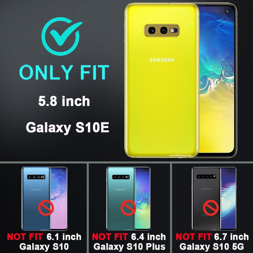 for Samsung Galaxy S10E Case with 2Pcs Nano Explosion-Proof Screen Protector & Camera Lens Protector, 3 in 1 Heavy Duty Shockproof/Drop Proof/Dust Proof Case (Wine Red/Rose Pink) image 2