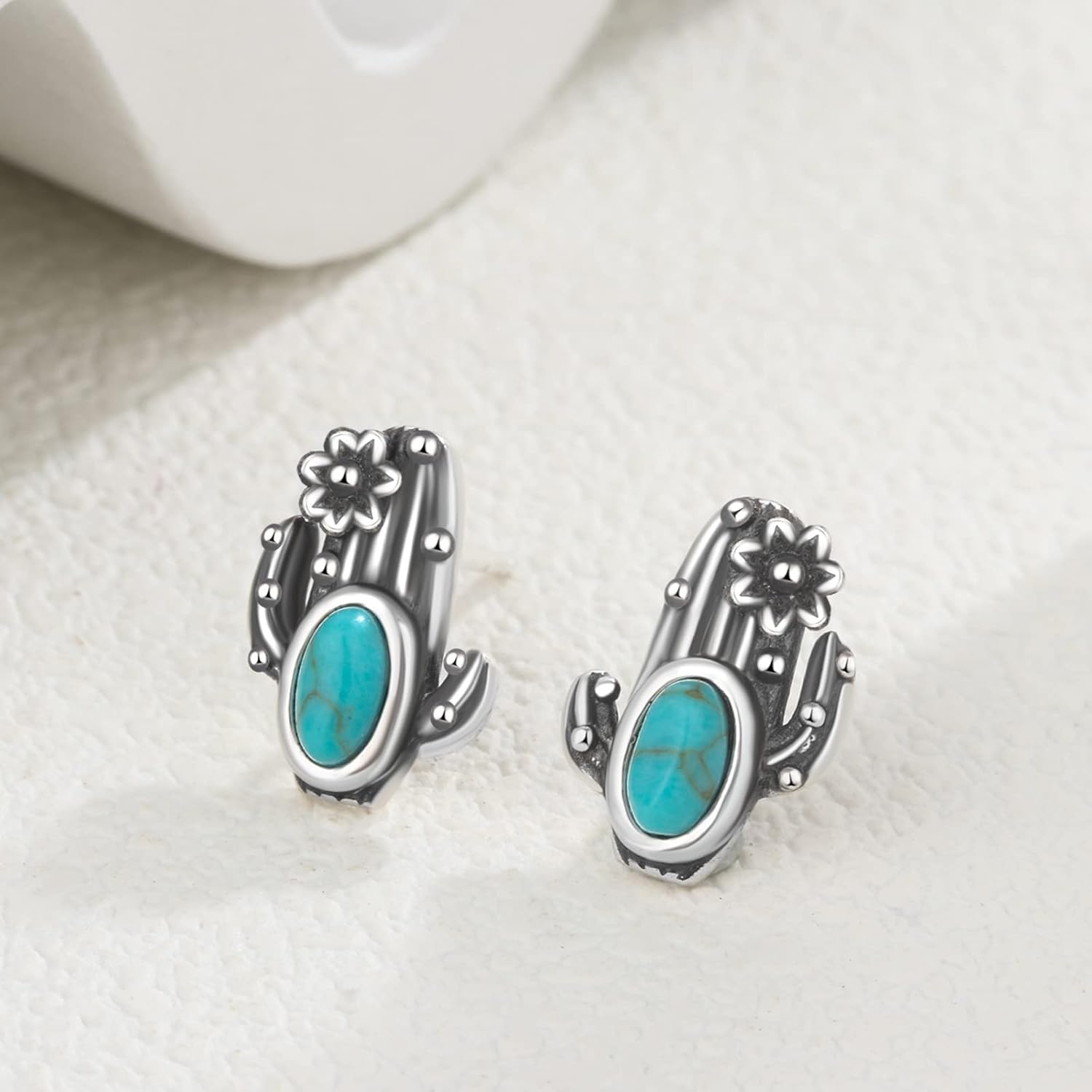 Western Earrings Turquoise Jewelry 925 Sterling Silver Dove/Cactus/Horseshoe/Cow Skull Cowboy Earrings Western Gifts Hypoallergenic